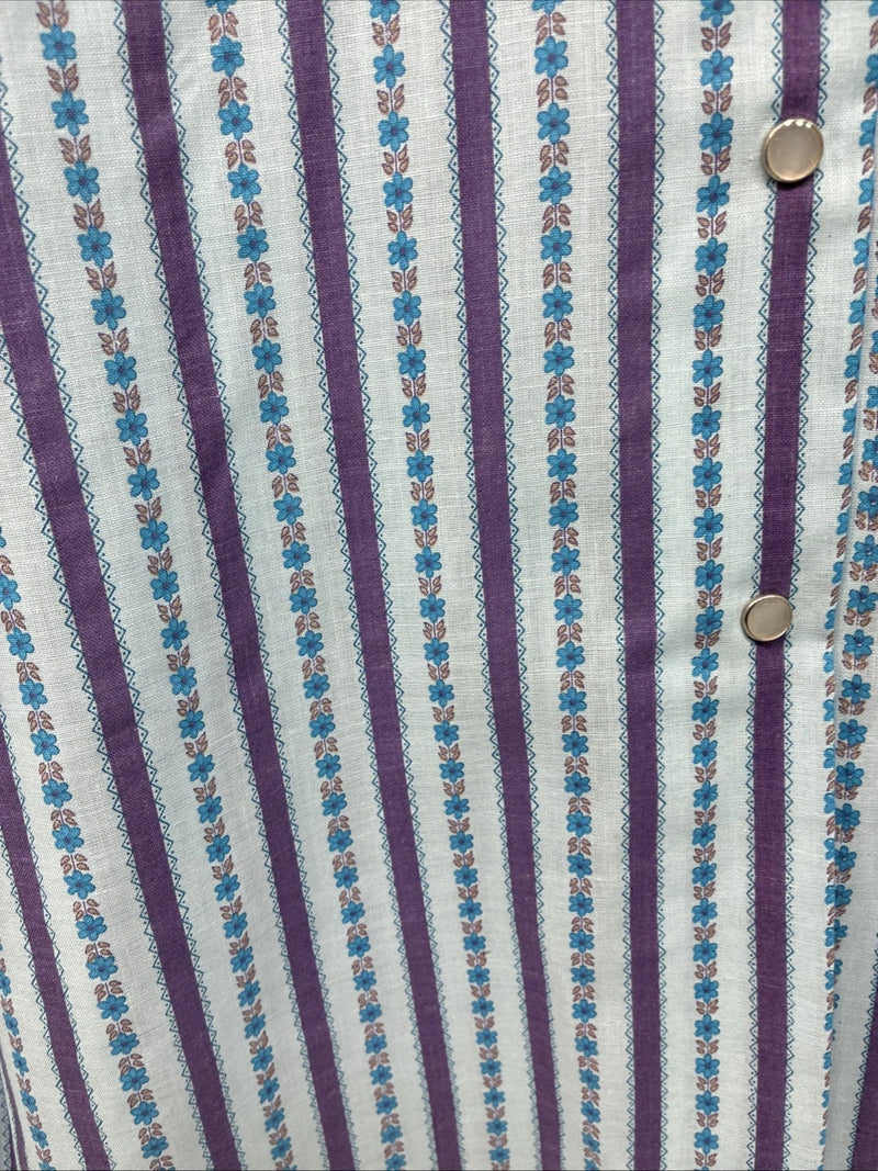 New Women’s Ranch Purple Blue Stripe Long Sleeve Pearl Snap Size 36 MM-19