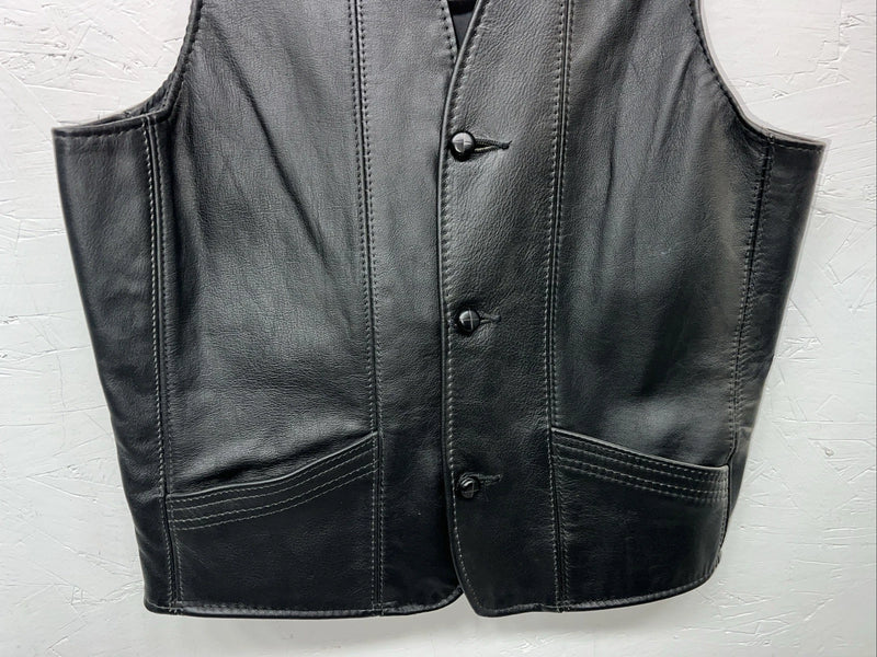 New Women’s Steerbrand Black Leather Biker Vest Small S-601
