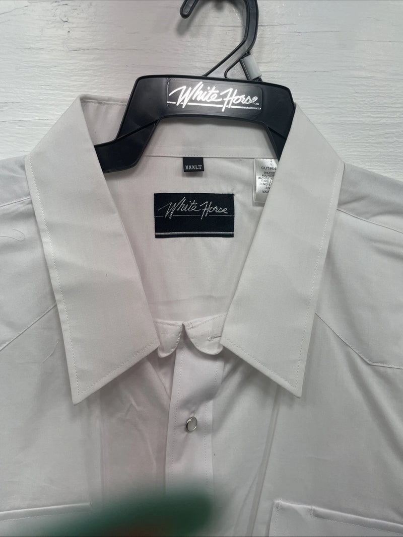 New Men’s White Horse White Long Sleeve Pearl Snap 3XL E-19