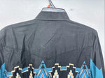 New Women’s Cumberland Blue Black Design Long Sleeve Button Up Medium YY-65