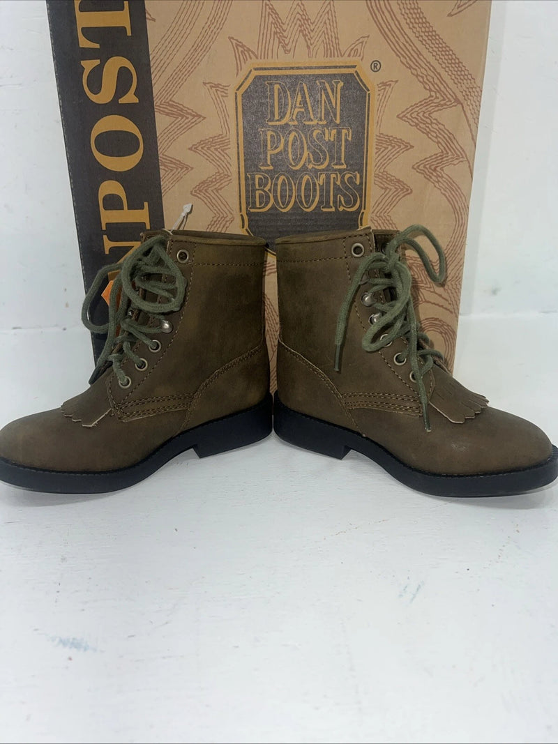 New Children’s Brown Distress Dan Post Lace Up Cowboy Boots. 9 D. 24-9