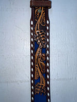 New Blue Genuine Leather Longhorn Tooled 30” Belt #82829 NN-39