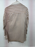 New Women’s Fenton Tan Stripe Long Sleeve Button Up Size 16 II-55