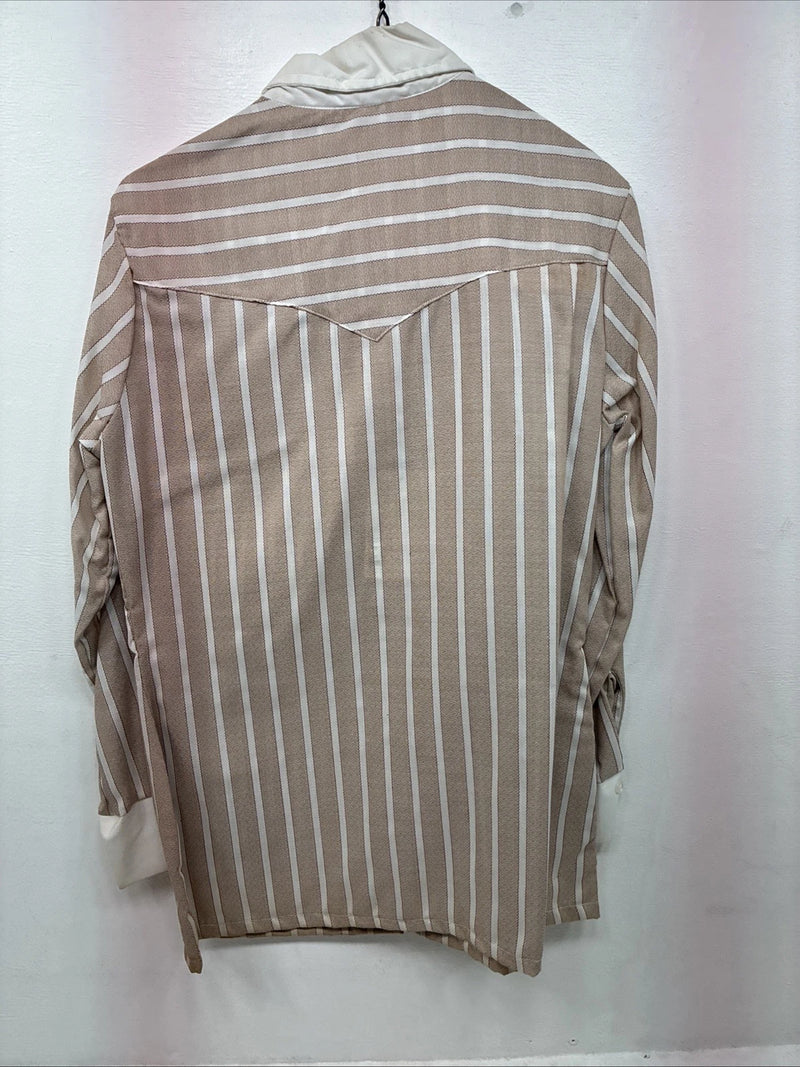 New Women’s Fenton Tan Stripe Long Sleeve Button Up Size 16 II-55