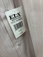 New Men’s ELY Cattleman Multicolor Stripe Long Sleeve Pearl Snap 17 X 34 XL R-66