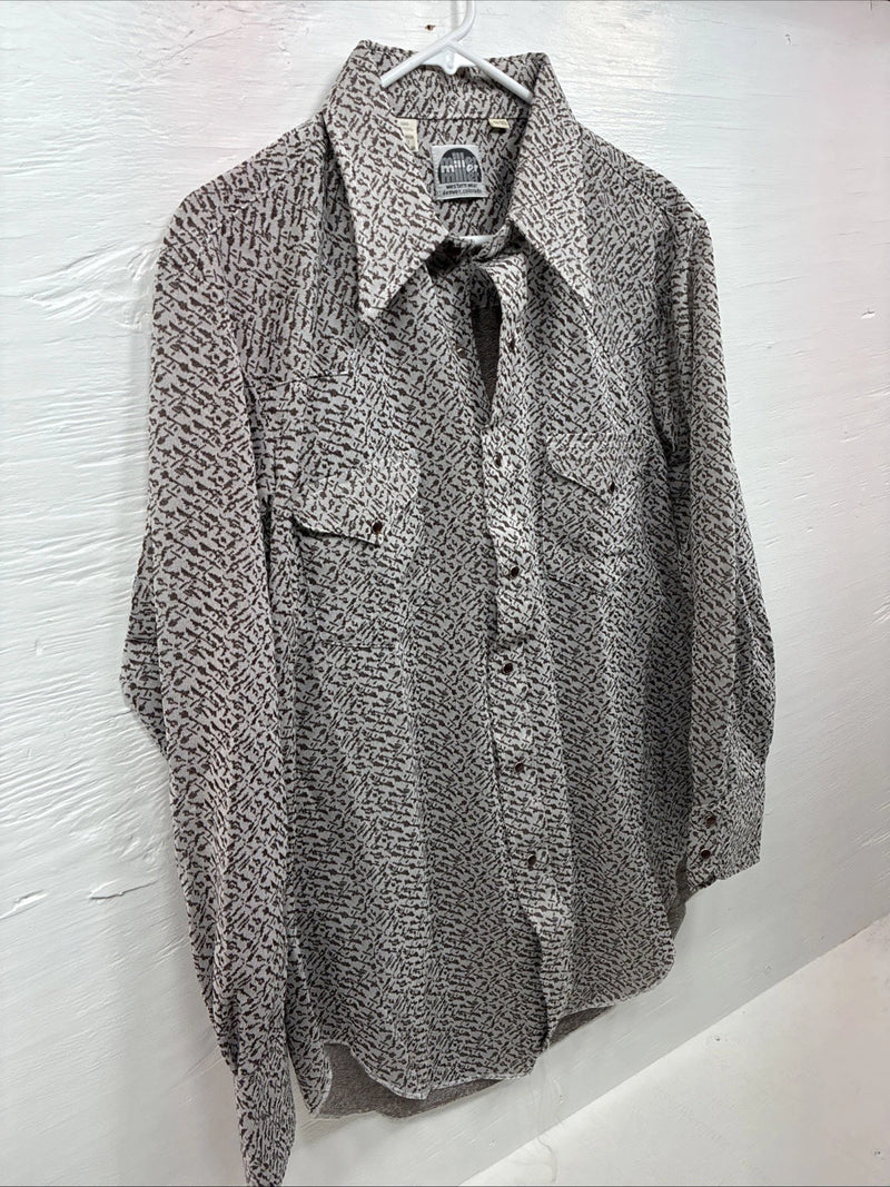 New Men’s Miller Brown Designed Long Sleeve Pearl Snap 17 X 33 XL T-6