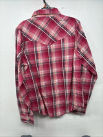 New Women’s Cumberland Pink Plaid Long Sleeve Pearl Snap Medium LL-1
