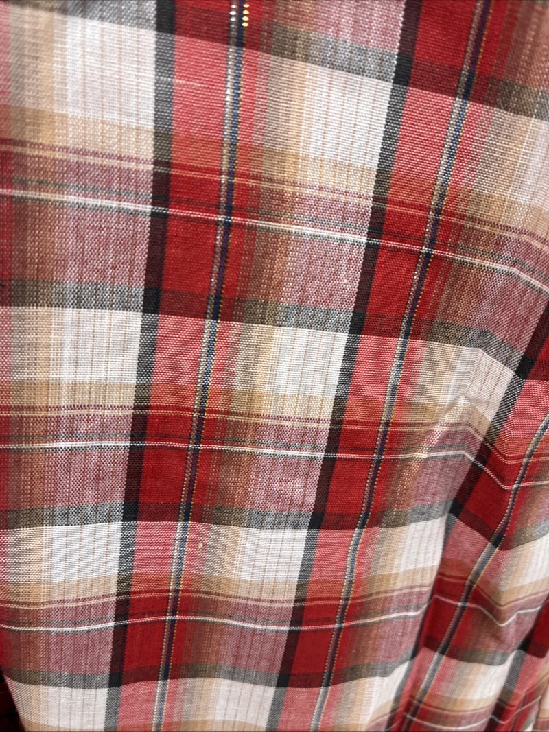 New Men’s Champion Westerns Red Plaid Long Sleeve Pearl Snap 16 X 35 Large Q-84
