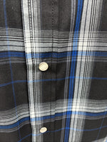 New Men’s ELY Cattleman Black Blue Long Sleeve Pearl Snap 3XL E-38