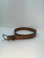 New Brown Genuine Leather Wrangler Tooled 34” Belt #5080/17 Z-39