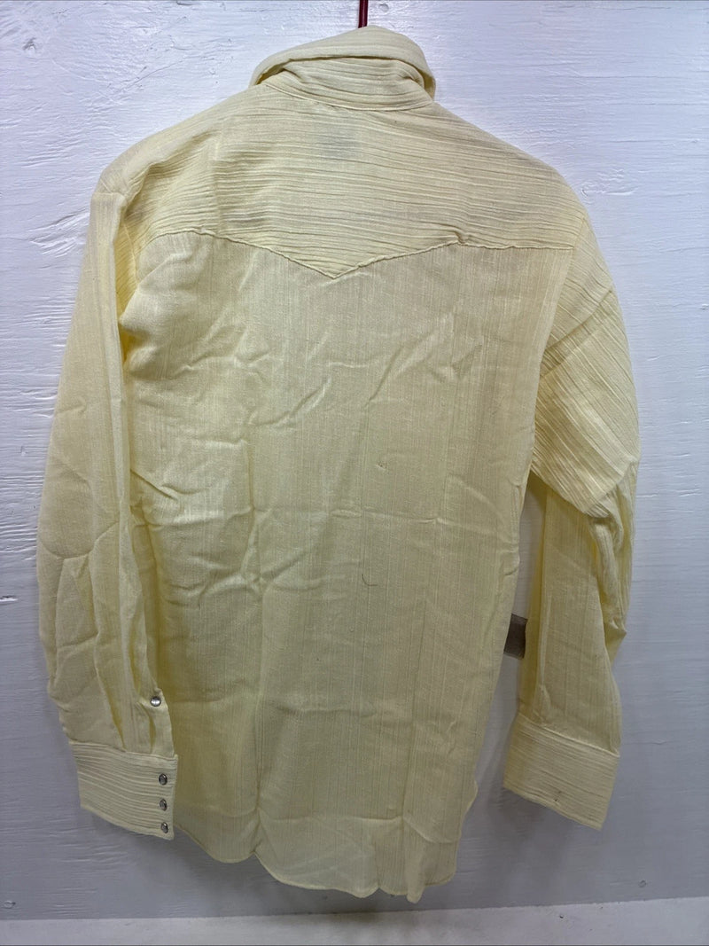 New Men’s Stockman Yellow Long Sleeve Pearl Snap 16 X 34 Large CC-18