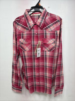 New Women’s Cumberland Pink Plaid Long Sleeve Pearl Snap Medium LL-66