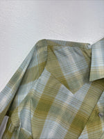 New Women’s Champion Western Green Plaid Long Sleeve Pearl Snap Size 10 KK-89