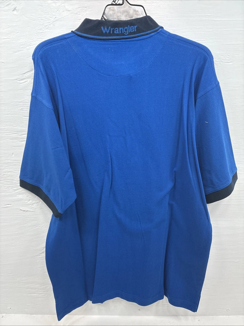 New Men’s Wrangler Blue Black Short Sleeve Polo Short XL M-73