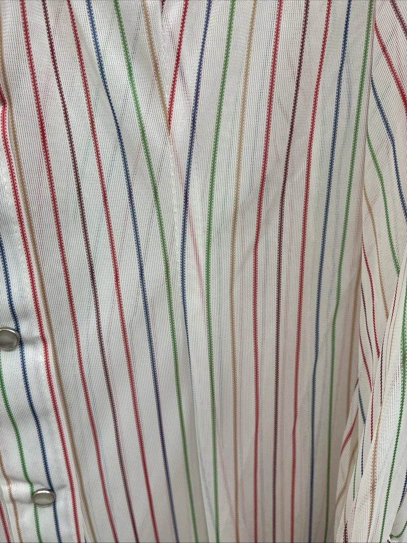New Kids Rockmount Multicolor Stripe Long Sleeve Pearl Snap Size 32 CC-109