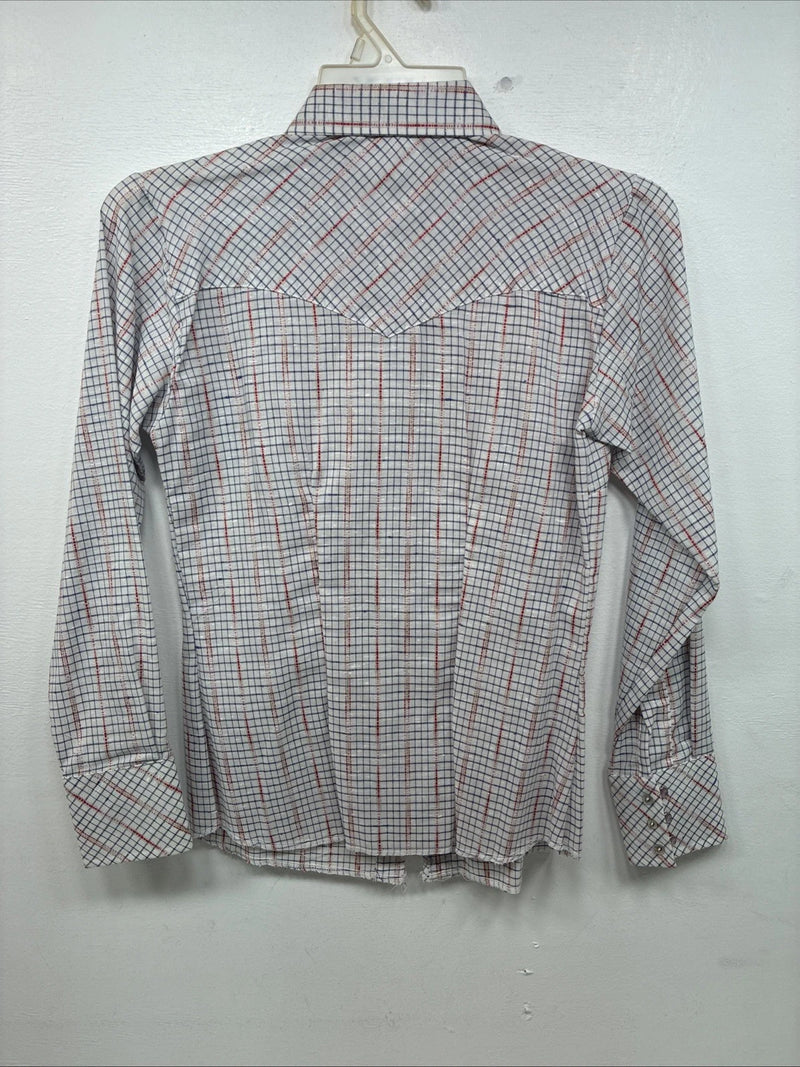 New Women’s Dan River Red Plaid Long Sleeve Pearl Snap Size 10 KK-45