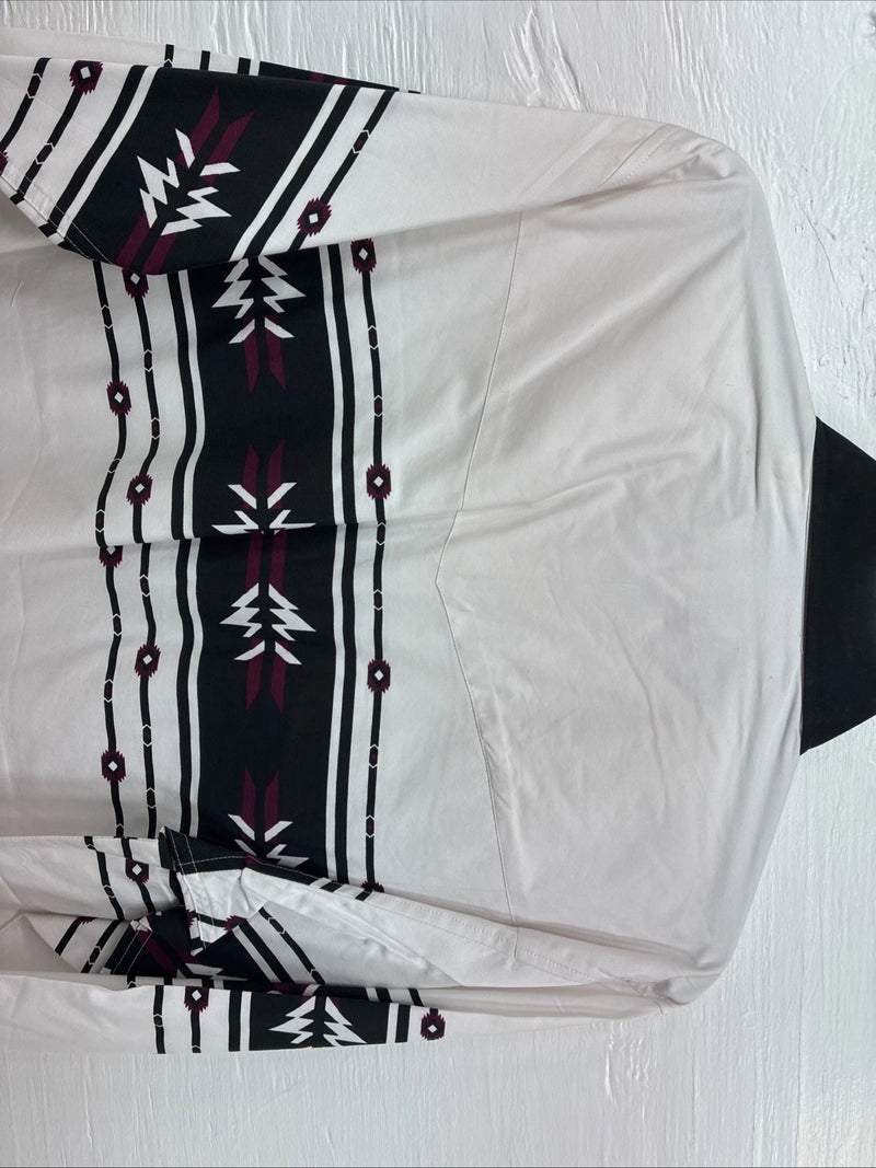 New Men’s Cumberland White Purple Design Long Sleeve Pearl Snap Large CC-17