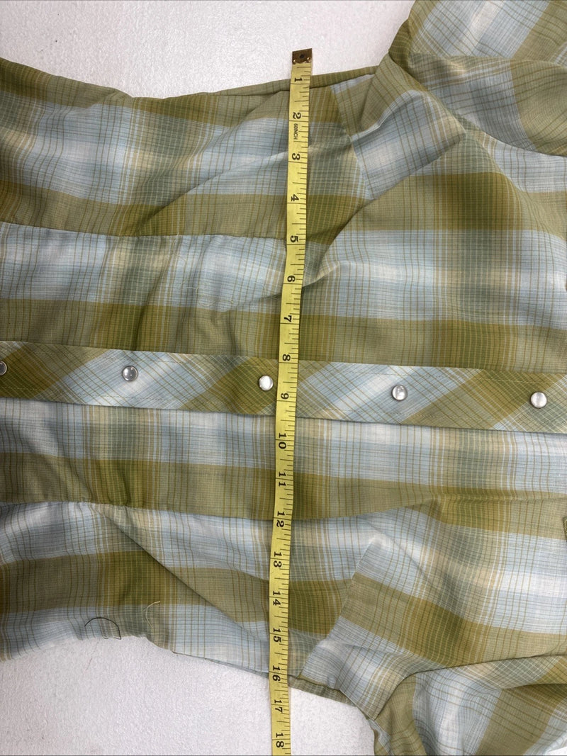 New Women’s Champion Western Green Plaid Long Sleeve Pearl Snap Size 10 KK-89