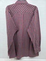 New Men’s White Horse Red Plaid Long Sleeve Pearl Snap XL J-25