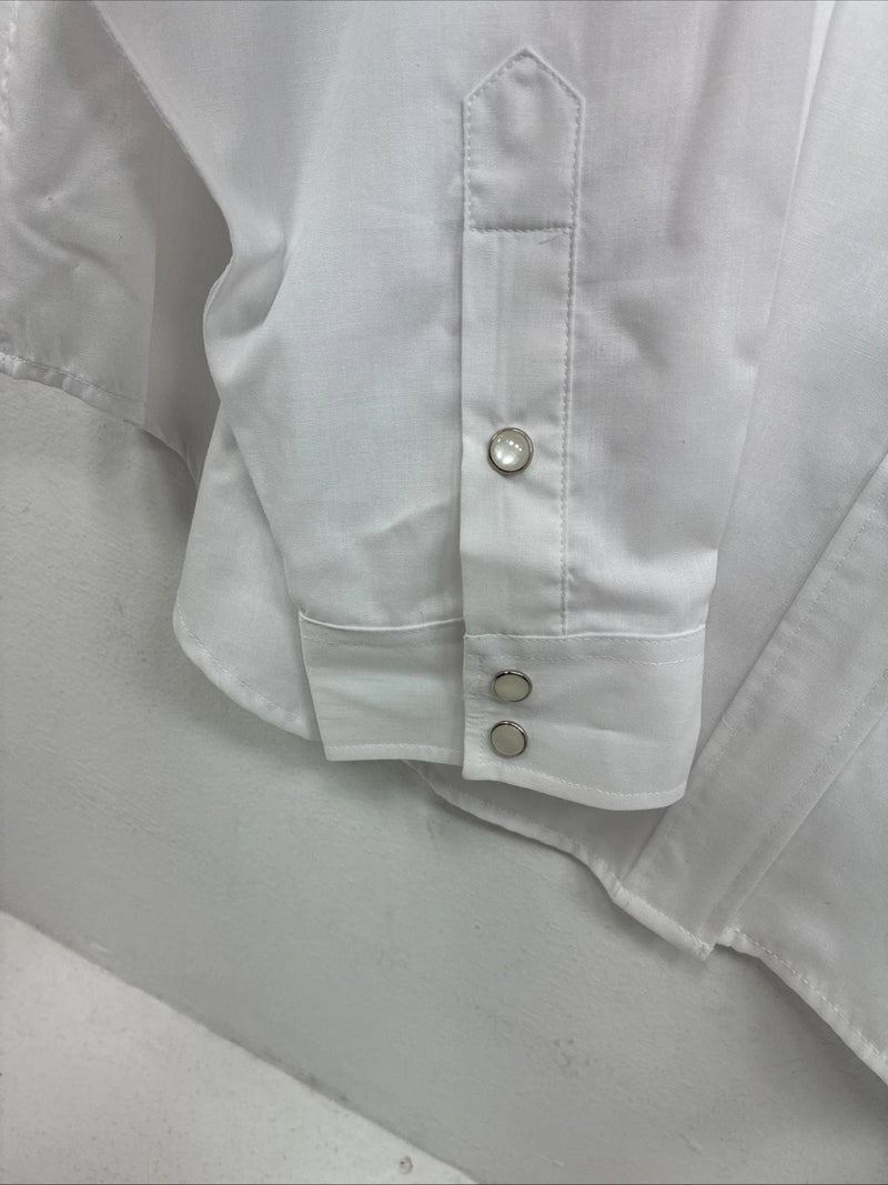 New Womens White Horse White Rose Long Sleeve Pearl Snap Large II-91