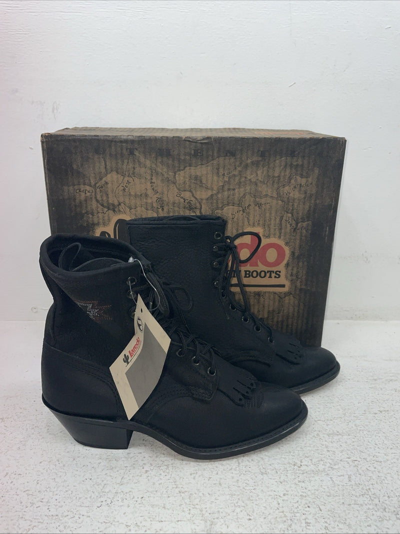 New Women’s Black Lace Up Laredo Cowboy Boots. 9178 7.5 7 1/2 M. 1-71