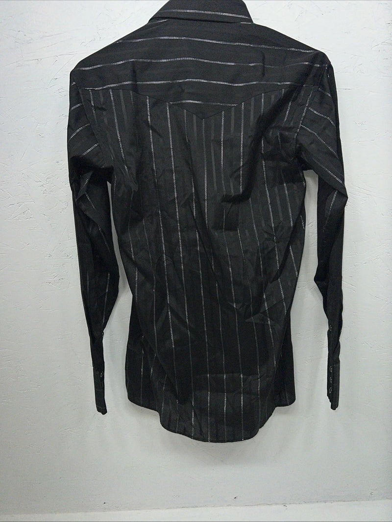 New Men’s Black Panhandle Slim Pearl Snap Long Sleeve Shirt. 14.5x33 S I-46