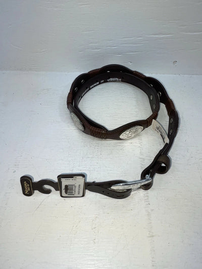New Brown Genuine Leather Nocona Silver Pendent 30” Belt #N3420402 JJ-137