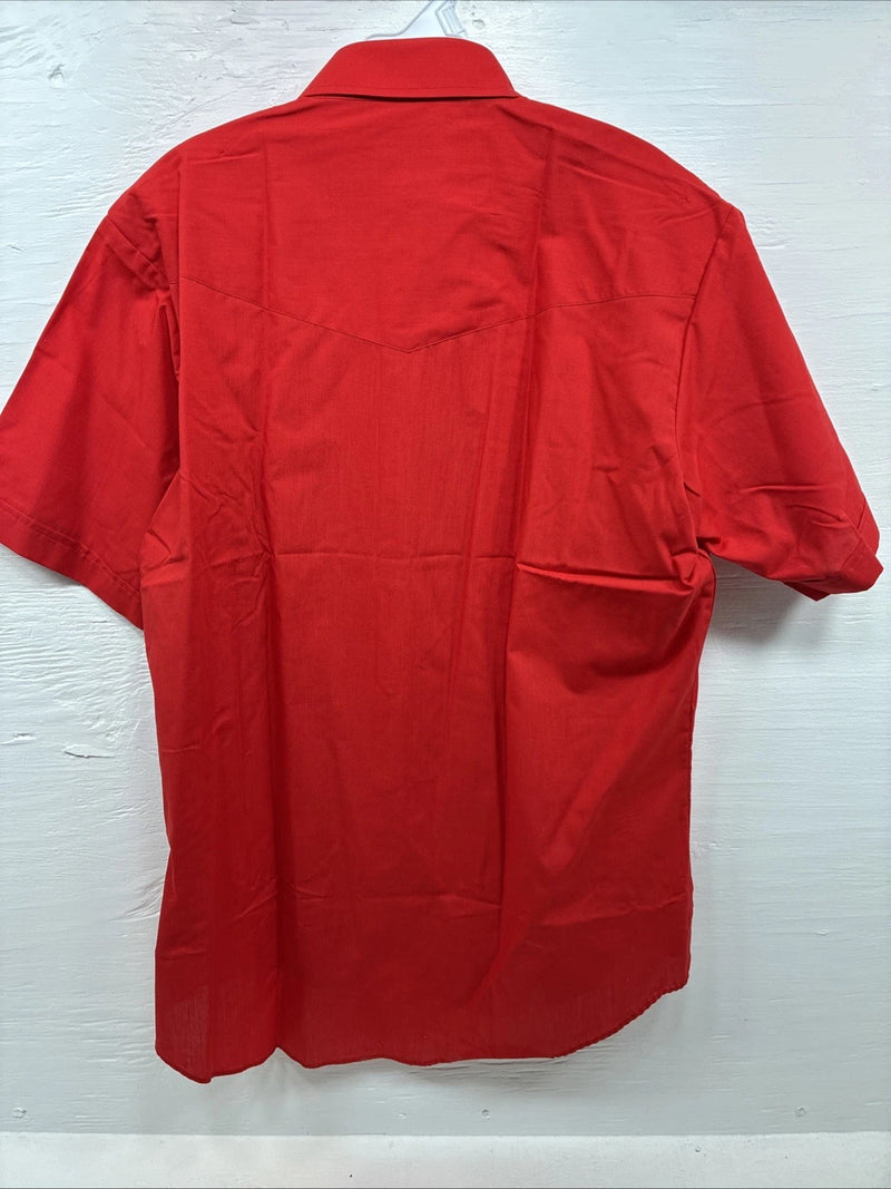 New Men’s ELY Cattleman Western Red Short Sleeve Pearl Snap 17 XL V-7