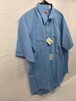 New Men’s ELY Cattleman Blue Western Short Sleeve Pearl Snap 18 2XL T-46