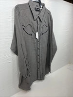 New Men’s White Horse Black White Checker Long Sleeve Pearl Snap 2XL F-102