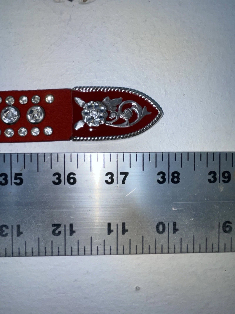 New Red Genuine Leather Nocona Silver Bling S Belt #N1330998 Z-82