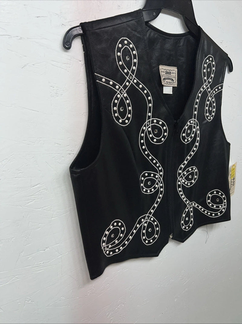 New Women’s Black 1849 Authentic Ranchwear Beaded Western Show Vest Medium WW-81