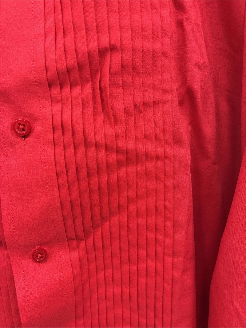 New Classix Red Long Sleeve Button Up English Shirt 16-16.5 Large X-80