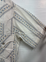 New Men’s Champion Western White Designed Short Sleeve Pearl Snap Medium J-76