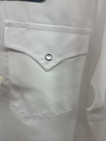 New Men’s ELY Cattleman White Blue Embroidered Long Sleeve Pearl Snap XL H-88