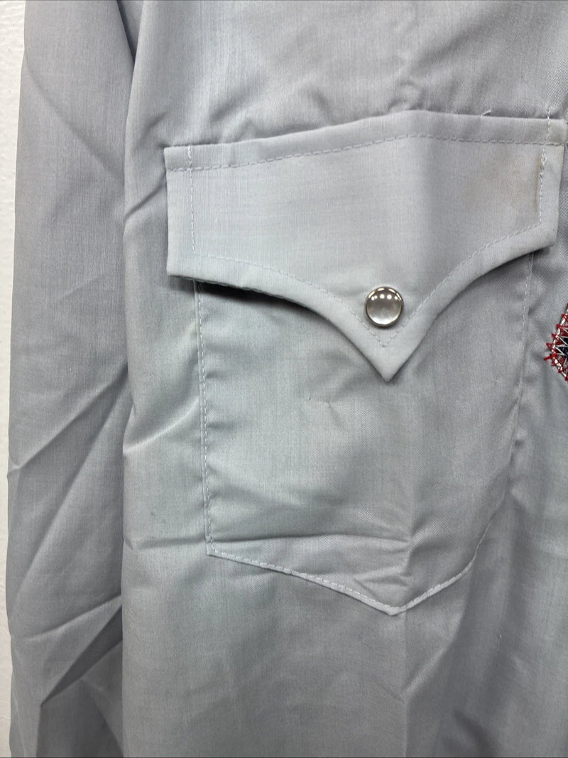 New Women’s Champion Western Gray Long Sleeve Pearl Snap 15.5 TT-1