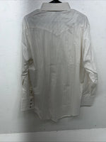 New Men’s HbarC Ranchwear White Gold Long Sleeve Pearl Snap Shirt 17x34 XL P-80