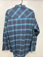 New Men’s ELY Cattleman Blue Plaid Long Sleeve Pearl Snap XL H-74
