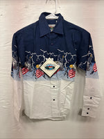 New Kids Cumberland Eagle Designed Long Sleeve Pearl Snap Medium CC-78