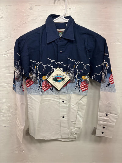 New Kids Cumberland Eagle Designed Long Sleeve Pearl Snap Medium CC-78