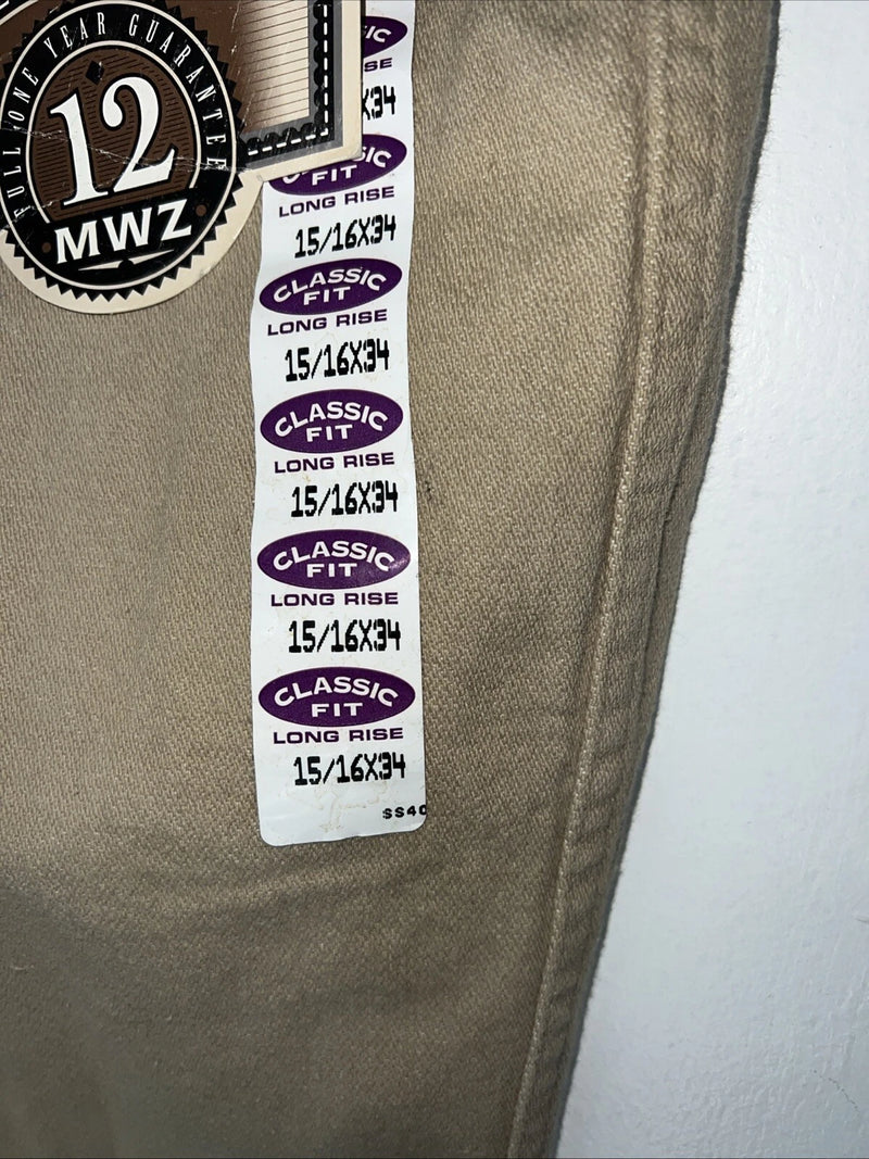 New Men’s Tan Cowboy Cut Classic Fit Wrangler Jeans. 15/16x34 G-14