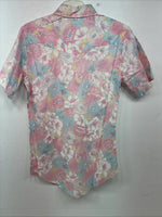 New Women’s H Bar C Pink Floral Short Sleeve Pearl Snap Size 32 DD-154