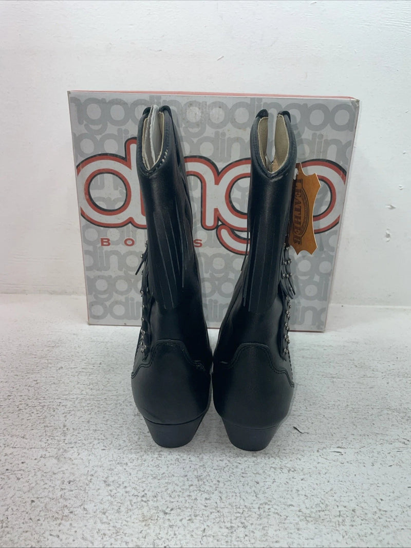 New Kids Black With Fringe Dingo Cowboy Boots. C 3220 4 D. 23-166