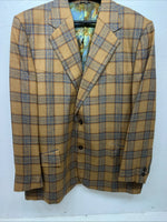 New Men’s Tem-Tex Orange Plaid Suit Jacket 46R #11963 LL-609