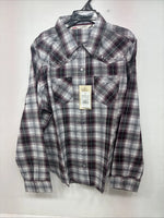 New Women’s Cumberland Purple Plaid Long Sleeve Pearl Snap Size 1X GG-10