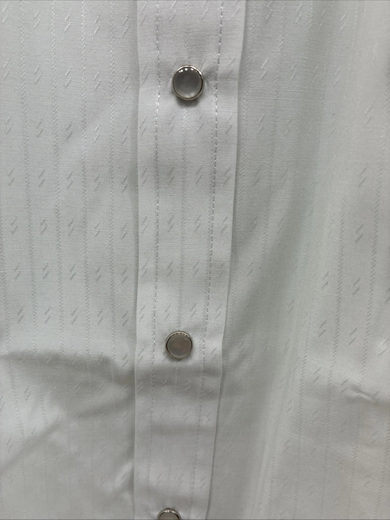 New Men’s ELY Cattleman White Short Sleeve Stripe Pearl Snap 20.5 4XL H-61