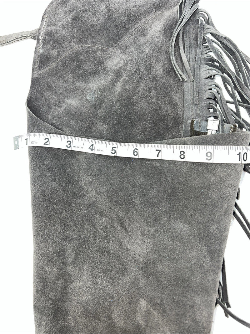 NOS Gray Show Chaps With Fringe Adjustable Waist 38” L-31