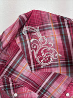 New Women’s Cumberland Pink Designed Long Sleeve Pearl Snap XL GG-30