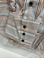 New Men’s Tem Tex Multicolor Stripe Long Sleeve Pearl Snap 16.5 X 34 Large R-18