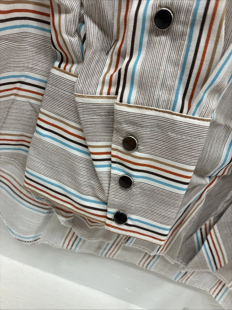 New Men’s Tem Tex Multicolor Stripe Long Sleeve Pearl Snap 16.5 X 34 Large R-18
